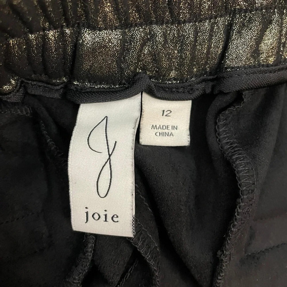 NWT Joie Women’s Coated Metallic Wide Leg Trousers in Black/Gold Size 12 - Picture 15 of 15
